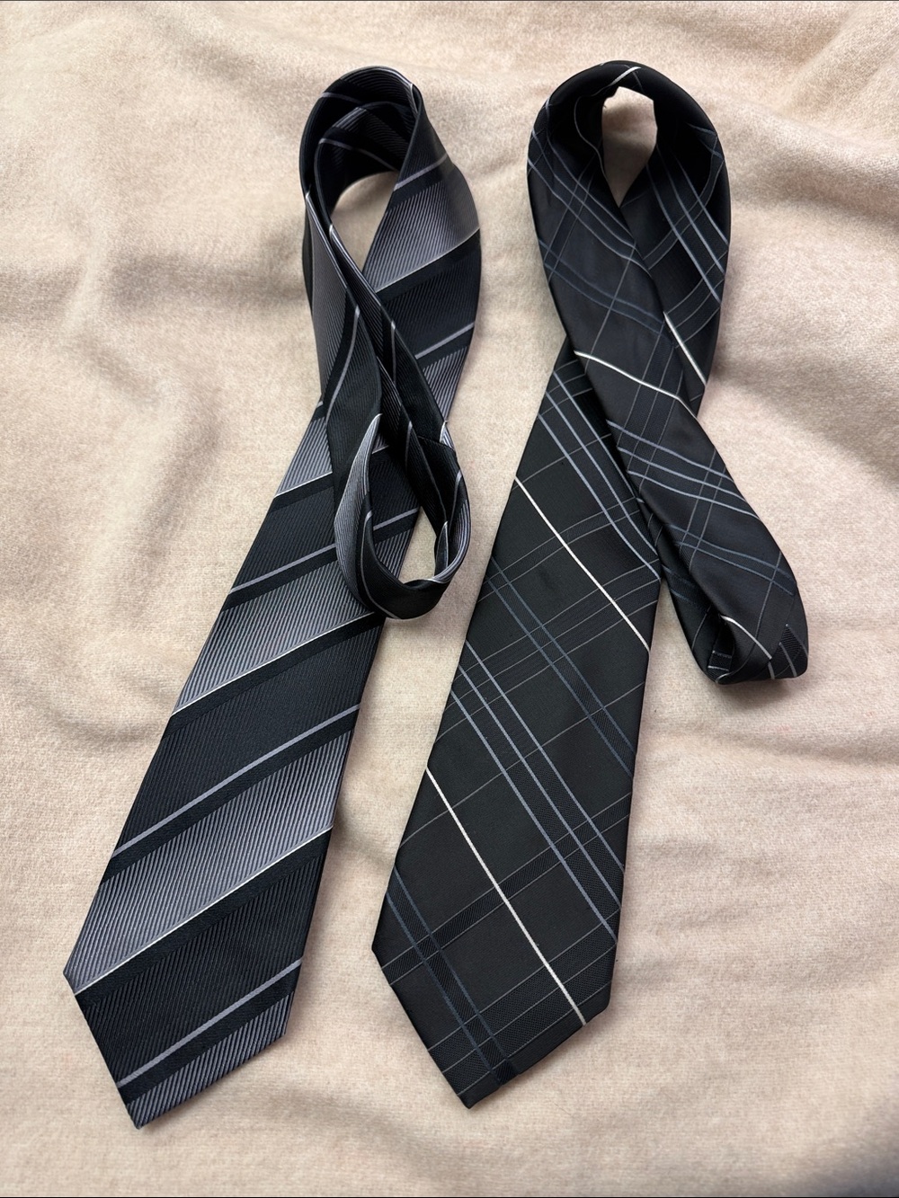 Marc Anthony Black and Gray Striped Men's Tie Set